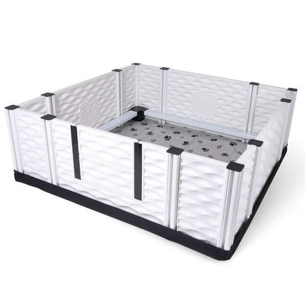 EZwhelp EZclassic Puppy Dog Whelping Box Playpen w/ Rails & Liner